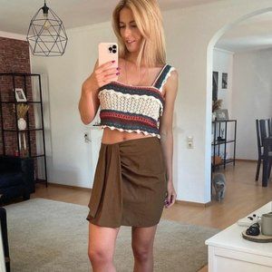 ZARA Knit Multicolor Crochet Ruffle Crop Top SS21